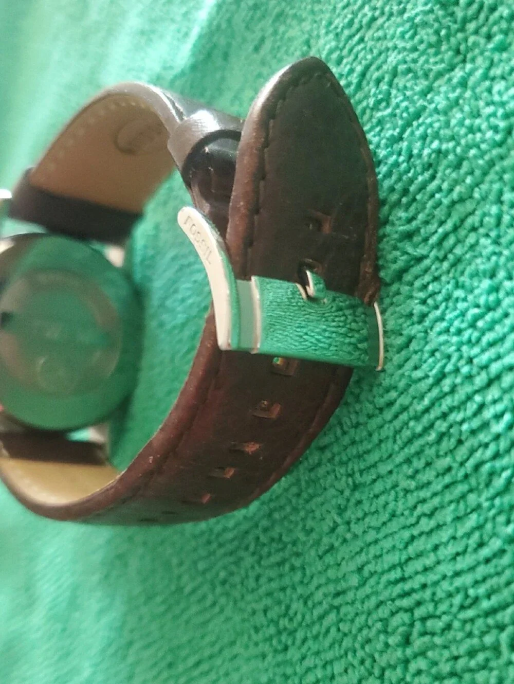 Fossil Brown Leather Strap Watch with Silver Case and Skeleton Dial